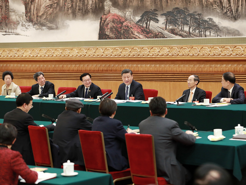 2019年3月8日，習(xí)近平總書記參加十三屆全國人大二次會議河南代表團(tuán)的審議。